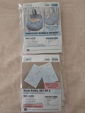 NEW Sewing Kits - Sew What Ready-to-Sew, Hanging Bubble Basket & Mug Rugs Set